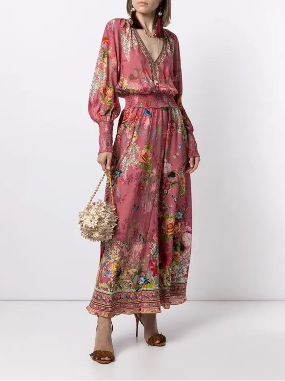 Camilla Runaway Royale Floral-Print Silk Maxi Dress Size XL